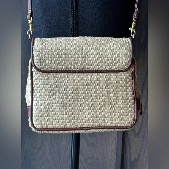 Etienne Aigner Beige and Brown Woven Crossbody Bag - Picture 5 of 13